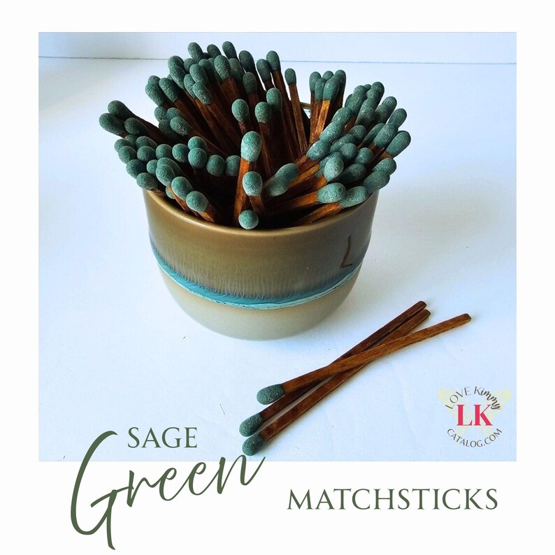 3 Inch Dark Sage Green Matchsticks: Faux Cedarwood, Fall Decor image 4