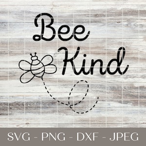 Puede incluir: Diseño gráfico en blanco y negro con una abeja y el texto "Bee Kind".