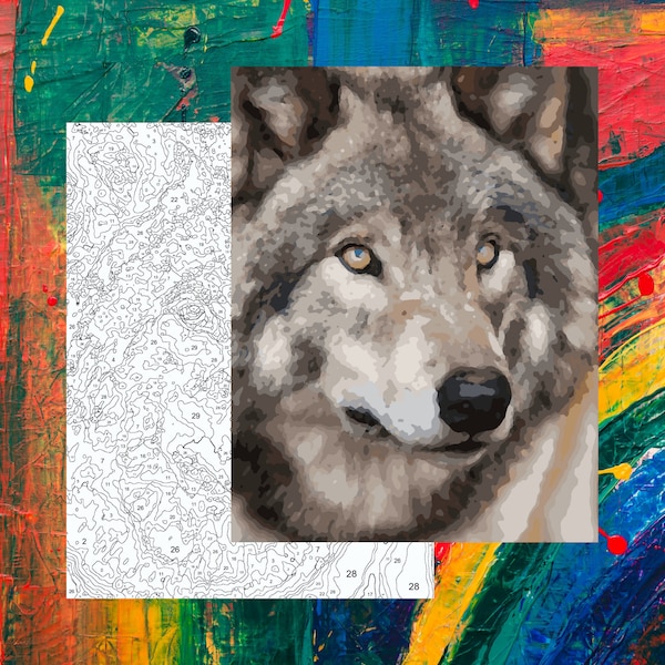 Wolf Paint by Number - Etsy