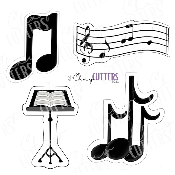 MUSIC CUTTERS (Set 2): Music Staff, 8th Notes, Triple Notes, Music Stand