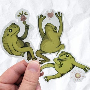 Dancing Frogs Stickers 3&quot;, frog sticker, frog lover gift, frog sticker matte, kawaii frog, cute frog sticker, frog sticker set