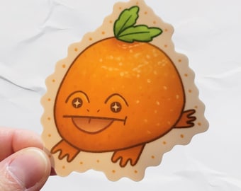 Naklejka winylowa z pomarańczową żabą (3"), wodoodporna naklejka na laptopa, oryginalny prezent