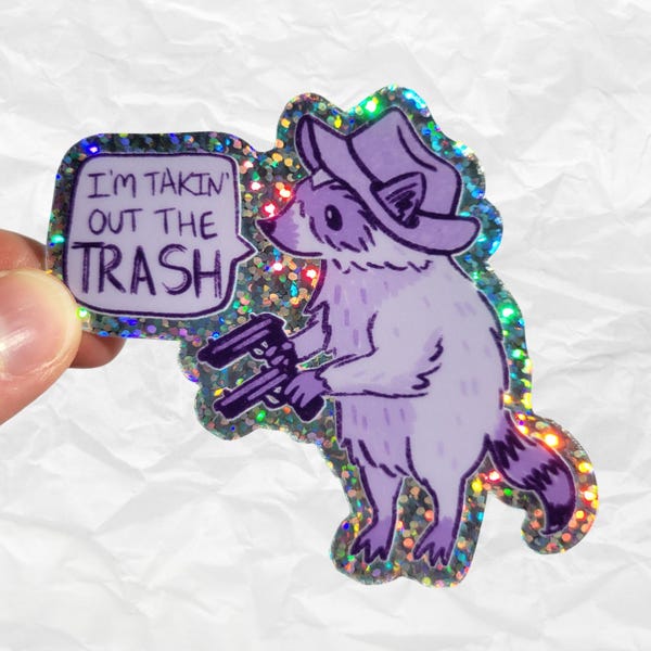 Grappige vinylsticker wasbeer, prullenbakpanda-meme (3 inch)