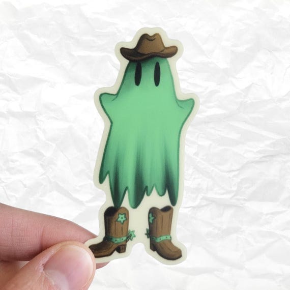 Cowboy Ghost Glow in the Dark Sticker, Waterproof Funny Gift