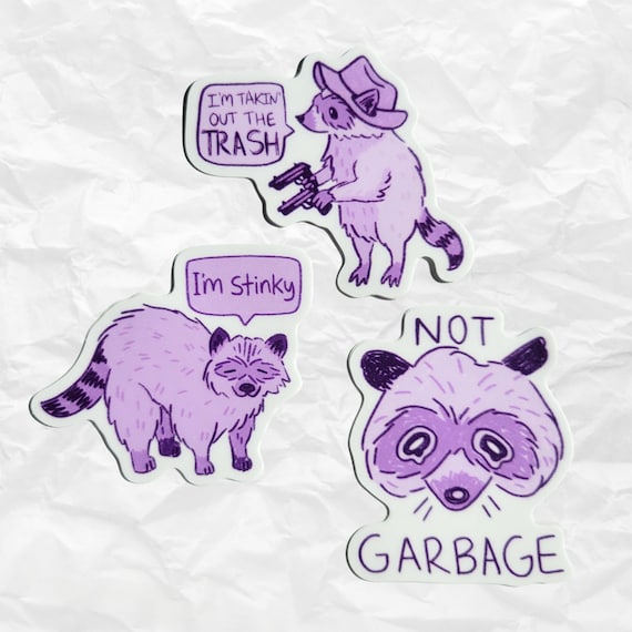 Purple Raccoon Sticker Set, Funny Trash Panda Stickers (2")