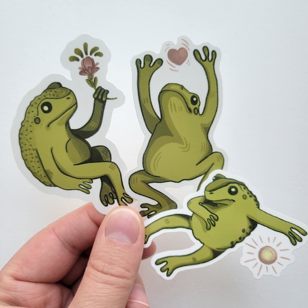 Dancing Frogs Stickers, frog sticker, cute frog stickers, froggy, frog vinyl sticker, frog lover gift, frog stationary, cute frogs, frogs