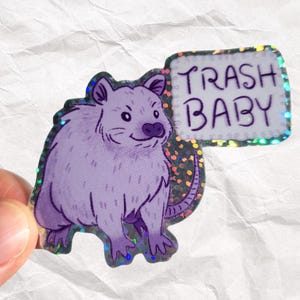 Trash Baby Possum Sticker 2.5&quot;, silly possum sticker, trash baby sticker, possum gifts, cute possum, possum lover gift