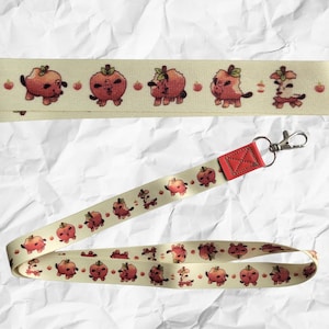 Apple Dog Lanyard, cute animal lanyard, unique gift idea, fruit themed gift, animal lover gift, dog gift idea, dog gift