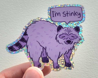 Sticker I'm Stinky Raccoon 3", sticker panda poubelle, sticker raton laveur, raton laveur, cadeau raton laveur, sticker meme, sticker animal mignon, meme raton laveur