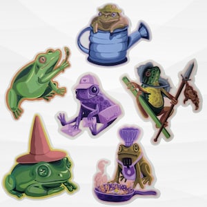 Frogs with Jobs Stickers 3&quot;, frog sticker, cute frog stickers, froggy, frog vinyl sticker, frog lover gift, frog stationary, cute frogs