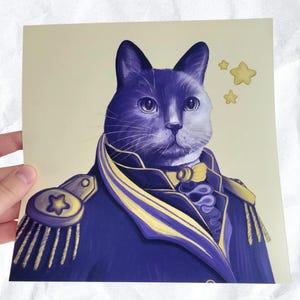 Gentleman Cat Art Print 8x8&quot;, cat wall art print, cat print, cat art print, vintage cat print, tuxedo cat print, cat lover gift