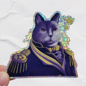 Gentleman Cat Sticker 3", niedliche Katzenaufkleber, Katzenaufkleber, Geschenke zum Thema Katze, Katzengeschenk, niedlicher Katzenaufkleber, lila Katze, Tuxedokatze, Katzenliebhaber