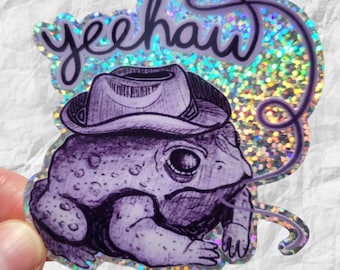 Yeehaw Toad Sticker, Cowboy Frog