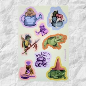 Frog Sticker Sheet 4x6&quot;, frog sticker, frog sticker set, frog themed gift, frog lover gift, kawaii frog, frog sticker matte