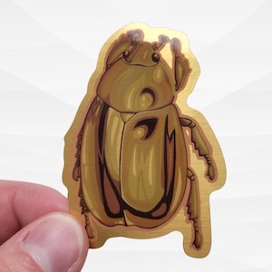 Golden Beetle Sticker 2.5&quot;, bug stickers, bug stickers, insect stickers, bugs, nature sticker, beetle, vinyl sticker, waterproof sticker