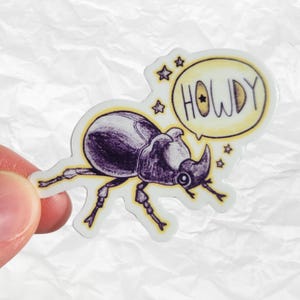 Howdy Beetle Sticker 1.5&quot;, bug stickers, insect stickers, bugs, nature sticker, bug lover gift, vinyl sticker, waterproof sticker