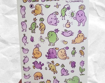 Arkusz naklejek „Bean Babies” (5,6 x 8 cali), zabawny, oryginalny zestaw naklejek winylowych