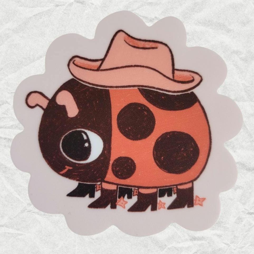 Cowboy Ladybug Vinyl Sticker, Bug With Boots (2.5