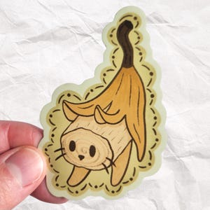 Banana Cat Sticker 3", Katzenliebhaber Geschenk, originelles Geschenk, Obst-Thema, Katzenaufkleber, Laptop Aufkleber, Vinyl Aufkleber, Laptop Aufkleber