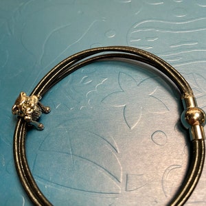 Leather Bulldog Charm Bracelet