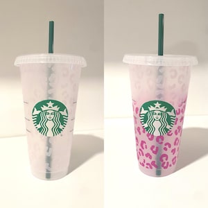 Color Changing Cheetah Starbucks Cup: Personalized Reusable Tumbler