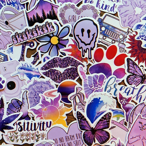 Purple Sticker Pack Vsco Stickers Stickers for Teens Cute - Etsy