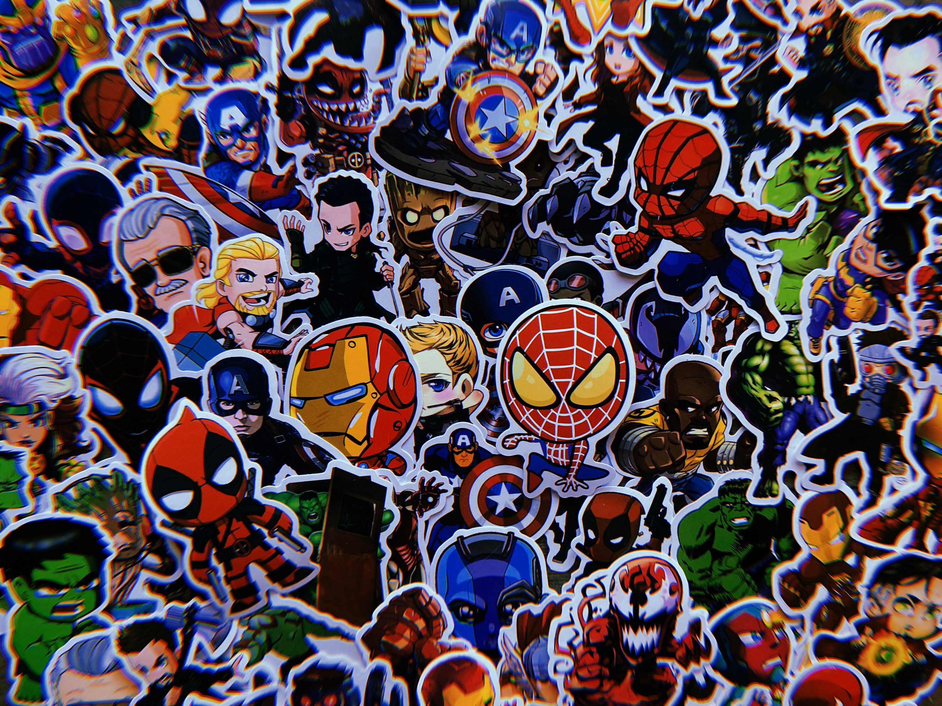 Superhero Sticker Pack Ironman Spiderman Hulk Stickers Black Etsy