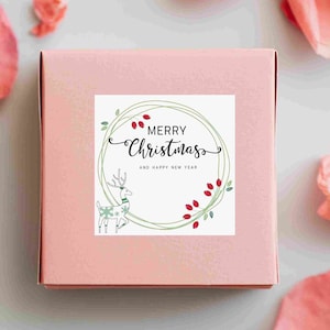 Personalisierte Weihnachten Rentier Calling Card oder Aufkleber Label | Weihnachtsbeilage Karte | Quadrat Geschenkanhänger und Aufkleber | Geschenk Label