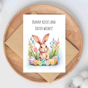 Cartes de lapin de Pâques | Cartes de Pâques Ensemble de 8 ou carte de vœux unique | Carte de Pâques mignonne | Joyeuses Pâques |