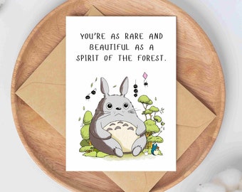 Tarjeta de felicitación de Totoro: Arte de anime, regalo de Ghibli