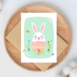 Cartes Lapin de Pâques | Lot de 8 cartes de Pâques ou une seule carte de vœux | Carte mignonne de Pâques | Joyeuses Pâques |