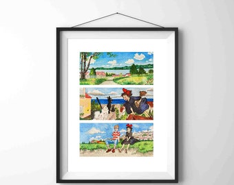 Kiki's Delivery Service Watercolor Art Print: Ghibli Inspired Wall Decor