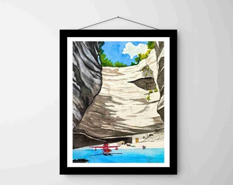 Ghibli 'Porco Rosso' Landskap Akvarell Konsttryck
