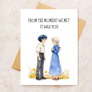 Tarjeta de felicitación inspirada en Ghibli / Regalo con ilustración de anime Howls - 1 card