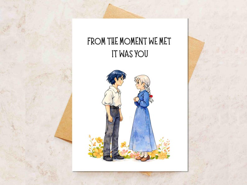 Tarjeta de felicitación inspirada en Ghibli / Regalo con ilustración de anime Howls - 1 card