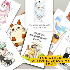 Tarjeta de felicitación inspirada en Ghibli / Regalo con ilustración de anime imagen 9