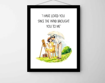 Ghibli The Wind Rises illustrated Art Print:Anime gift, Wall Decor