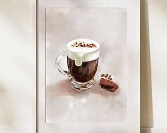 Coffee Digital Art, Coffee Bar Wall Art, Rustic Kitchen Decor, Coffee Lover Gift, Cozy Cafe Aesthetic, Irish Coffee Art, Printable Wall Art