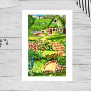 Kiki 2, Anime Landscape, Watercolor Art Print, Wall Decor, Office Art, Wall Art, Art Gift, Ghibli, Christmas Gift, Housewarming Gift