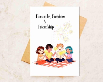 Handmade July 4th Greetings Card: Patriotic Friendship Card