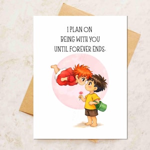 Tarjeta de felicitación inspirada en Ghibli / Regalo con ilustración de anime Ponyo- 1 card