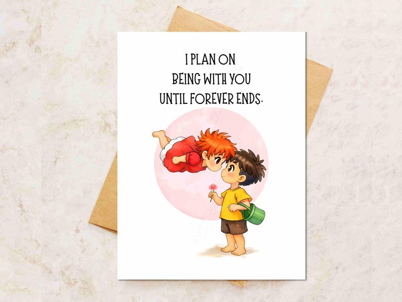 Tarjeta de felicitación inspirada en Ghibli / Regalo con ilustración de anime Ponyo- 1 card