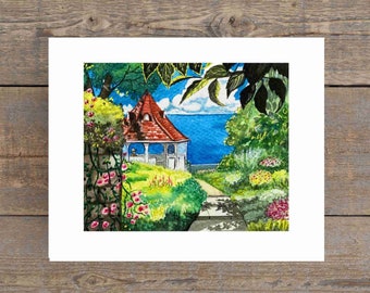Ghibli Porco Rosso-print, anime-landschap, aquarelkunst