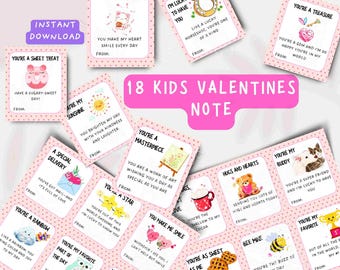 Digital Valentine Cards, Printable , school Valentines Day Cards, Kids Valentines, Gift Cards, Valentine cards for kids classroom, mini card