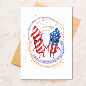 4. Juli Grußkarte, Vaterländische Karte, Unabhängigkeitstag Karte, süße rote, weiße und blaue Karte, handgemachte USA Karte, vierter Juli, Freiheit