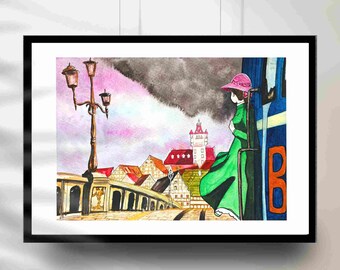 Das wandelnde Schloss Kunstdruck: Ghibli inspirierte Wanddekoration