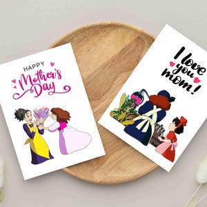 Tarjeta del día de la madre, feliz día de la madre, tarjeta del día de la madre de un hijo, regalo del día de la madre de una hija, linda tarjeta de anime para el día de la madre