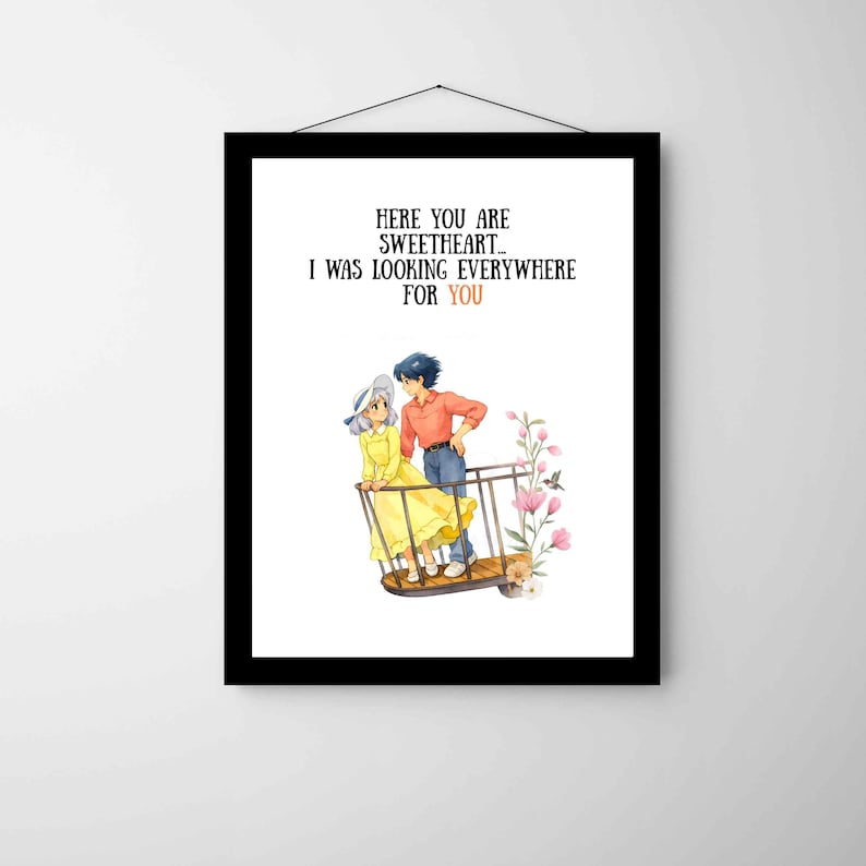 Das wandelnde Schloss Art Print, Ghibli Geschenk zum Valentinstag Bild 1