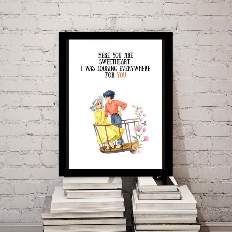 Das wandelnde Schloss Art Print, Ghibli Geschenk zum Valentinstag 8"x10"PRINT [FRAMED]