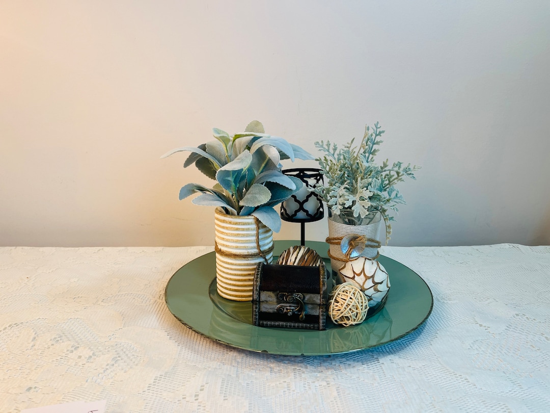 Modern Green Centerpiece, Centerpieces, Coffee Table Centerpiece, Greenery Arrangement ...